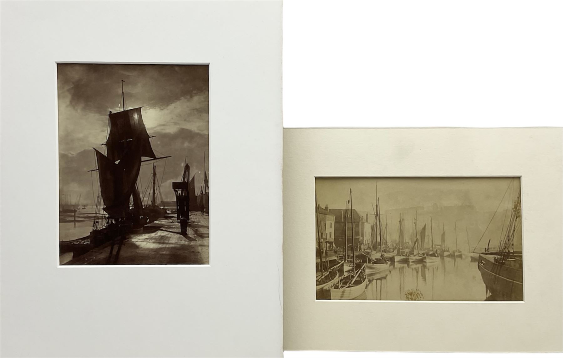Frank Meadow Sutcliffe (British 1853-1941): Dock End Whitby, 19th cent. albumen print initialled and numbered 526 in the negative 12cm x 20cm (mounted); 'Sunshine and Shadow', 19th cent. albumen print signed and numbered 8 in the negative 19cm x 14cm (mounted) (2)