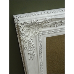  Ornate white finish rectangular bevel edge wall mirror, W75cm, H95cm  