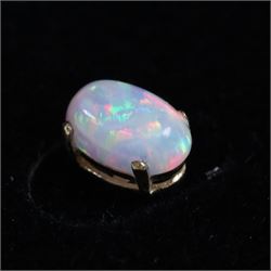 Pair of 9ct gold oval opal stud earrings, boxed