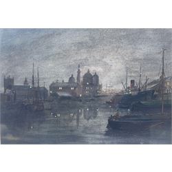 English School (Early 20th Century): Princes Dock Hull, watercolour signed with monogram 25cm x 34cm 