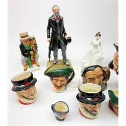  A limited edition Royal Doulton figurine, modelled as Sir Henry Doulton HN3891, no1154, with certificate, together with another Royal Doulton figurine Harmony HN4096, and a number of mostly Royal Doulton character jugs, including one modelled as Sir Henry Doulton D7057.   