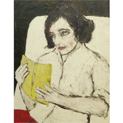  American School (20th century): Lady Reading a Book, oil on canvas unsigned 69cm x 54cm  