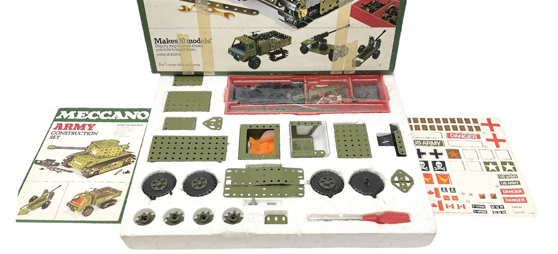 Meccano - unopened Multimodels Set No.6024139; Army Construction Set, boxed with instructions and part used decal sheet; and part No.2 Motorised Construction Set, boxed with instructions (3)