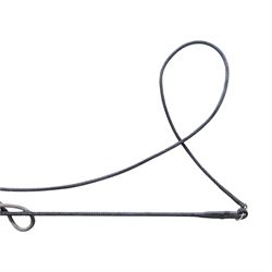 20th Century hunting whip with horn handle, together with another hunting whip, two swagger sticks for Oakham School and Dean Close School, and a walking stick