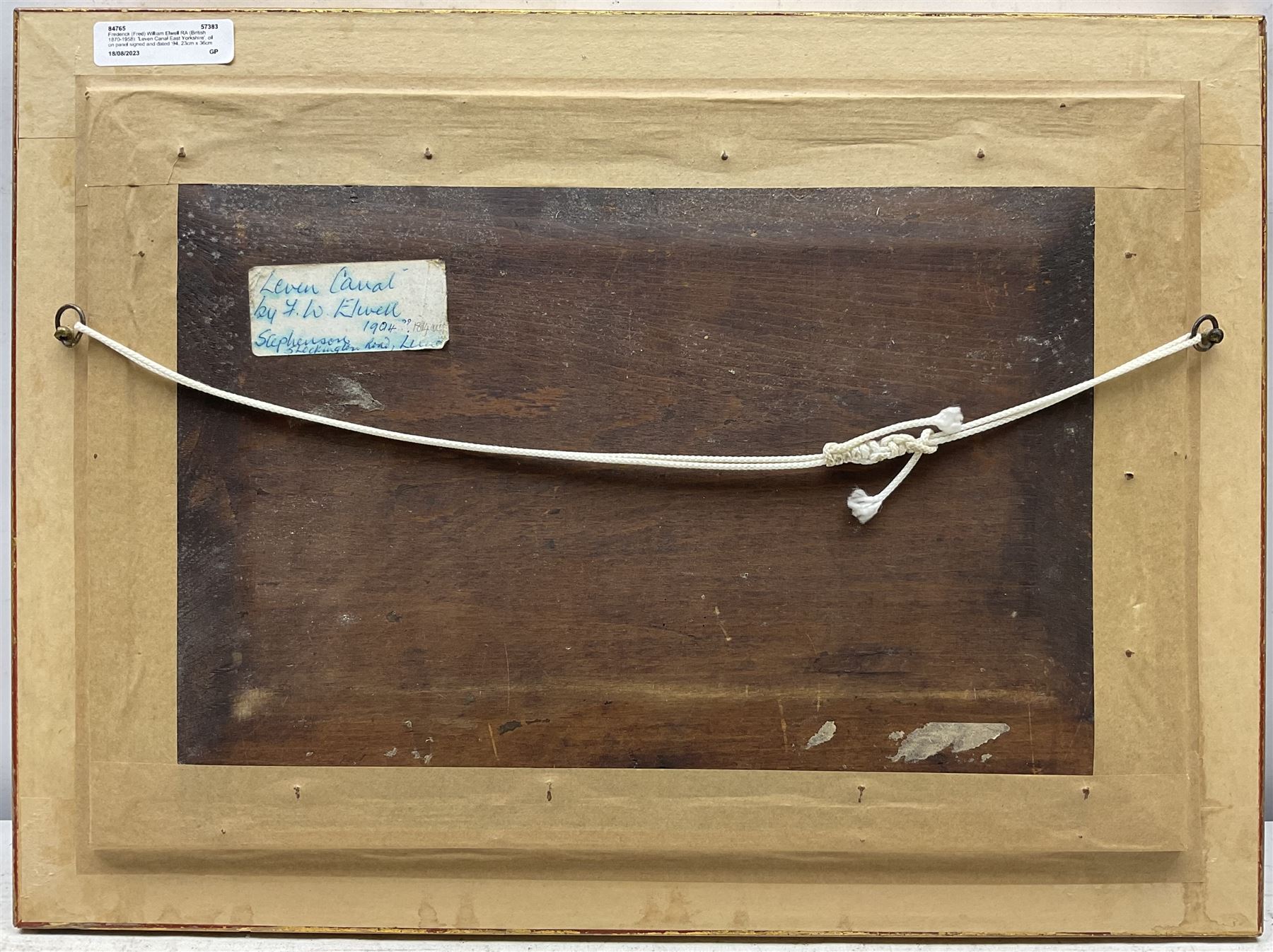 Frederick (Fred) William Elwell RA (British 1870-1958): 'Leven Canal East Yorkshire', oil on panel signed and dated '94, 23cm x 36cm 
Provenance: East Yorkshire dec'd estate; with Dee Atkinson & Harrison, Driffield, 16th February 2007 Lot 486