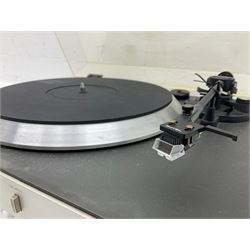 Rotel record player with pioneer amps and cassette deck with a pair of Wharfdale speakers