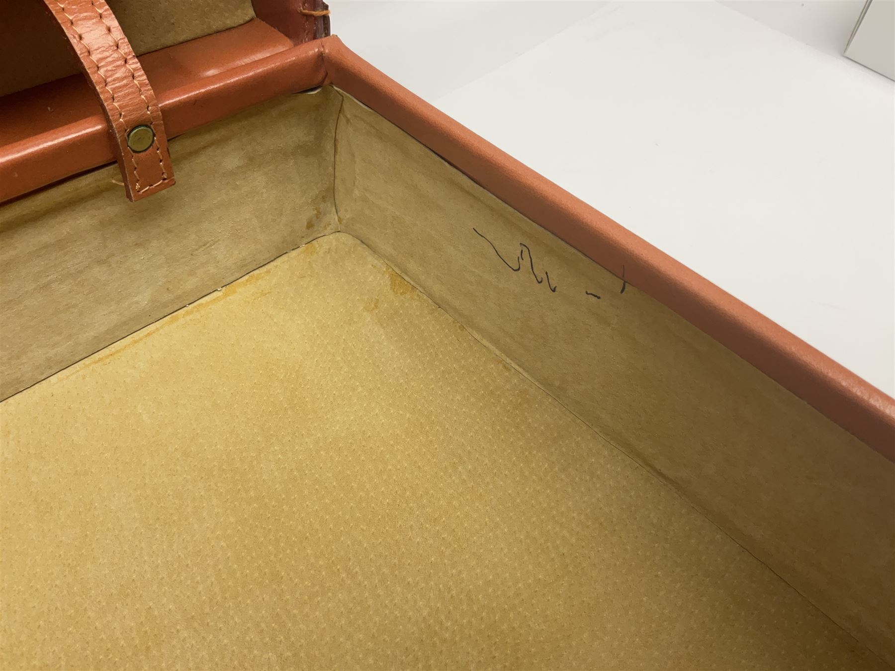 Papworth of Cambridge  leather attaché case, with brass fittings, with internal stationary compartments, H34cm, L47cm 