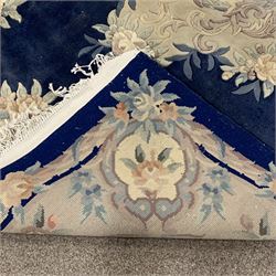 Chinese washed woollen blue ground rug, 275cm x 181cm