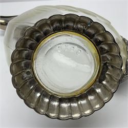 Silea silver plate mounted glass claret jug, in the form of a duck, with makers mark beneath, H26cm