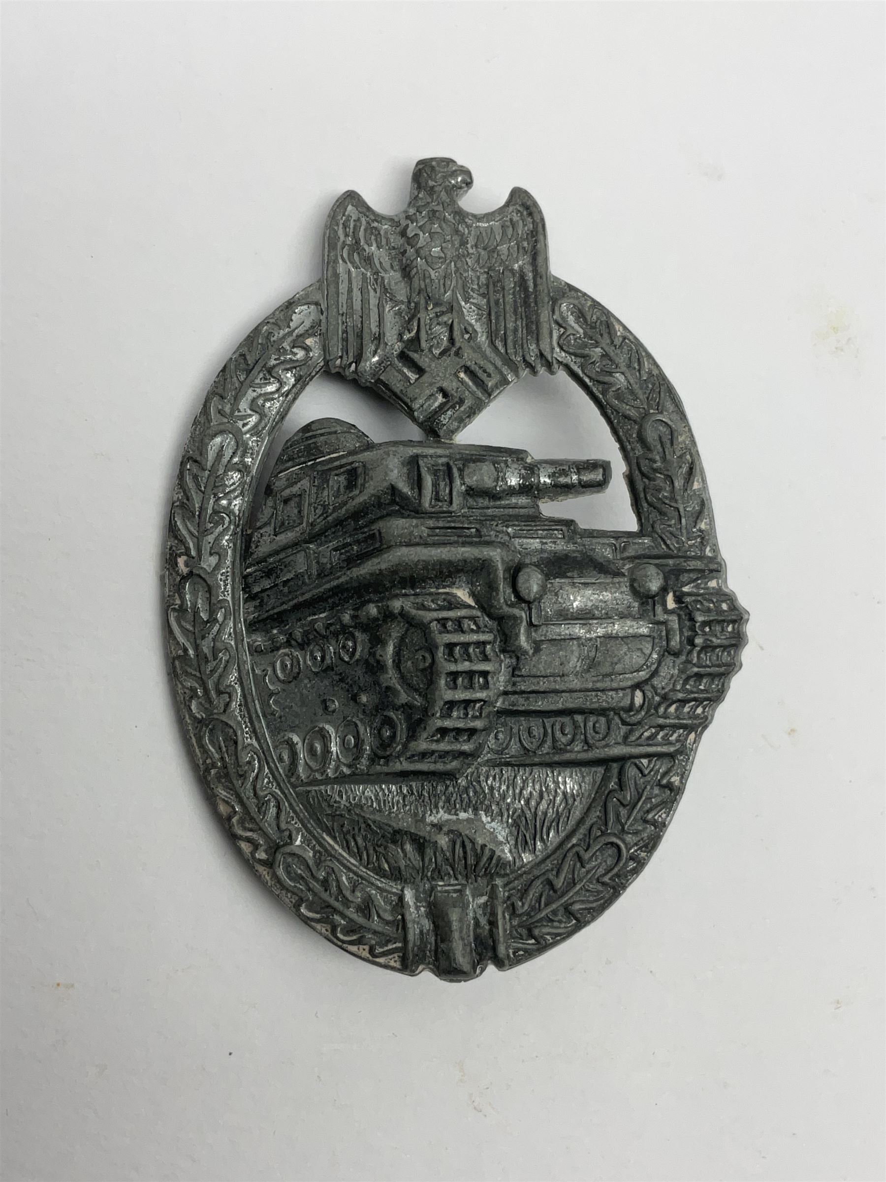 Two WW2 German Panzer Assault/Tank Battle badges - both with traces of silvering; one marked R.K. (Richard Karneth), the other marked A.S. (Adolf Scholze) (2)