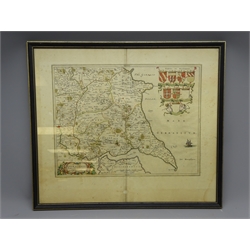  Yorkshire. Blaeu (Johannes), Ducatus Eboracensis Pars Orientalis - The East Riding of Yorkshire, hand coloured map with Arms of the Earles of Holderness, in twin glazed Hogarth frame, plate 38cm x 50cm  