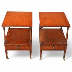Pair of early 20th century Regency revival mahogany lamp tables, by Mines of Downey, fitte...