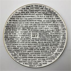 Grayson Perry (British 1960 -): ‘100% Art’, set of three ceramic plates, each with artist's seal printed to base and individually marked either with York Art Gallery, Sainsbury Center or The Holburne Museum
