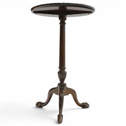 Georgian design mahogany wine table with moulded dish top and fluted pedestal