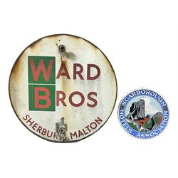 Ward Bros Sherburn Malton enamel sign, together with a Scarborough Hotels Association enamel sign, Malton sign D46cm 