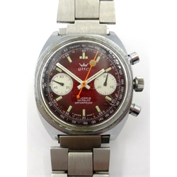  Gentleman's GHC chronograph, stainless steel wristwatch no 6618 c.1970's  