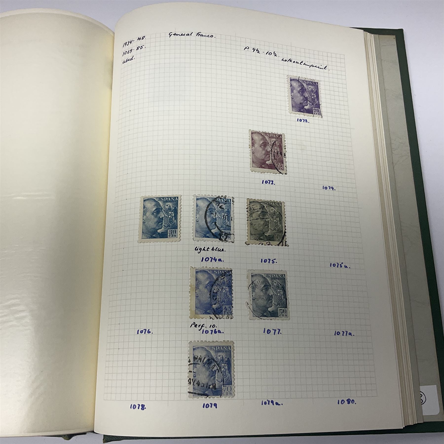1850s and later mostly Spanish stamps including, imperf examples, some mint stamps, commemorative issues etc, housed in two albums 