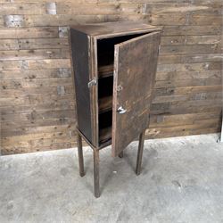 Luxor - industrial modular cabinet, three sections comprising single drawer, double drawer and single cupboard, raised on stand; and a tall industrial cabinet