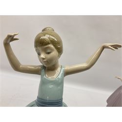 Four Lladro figures, comprising After the Dance no 5092, A Dance Partner no 5093, Ballerina First Steps no 5094 and Ballet Bowing no 5095, all in original boxes, largest example H28cm