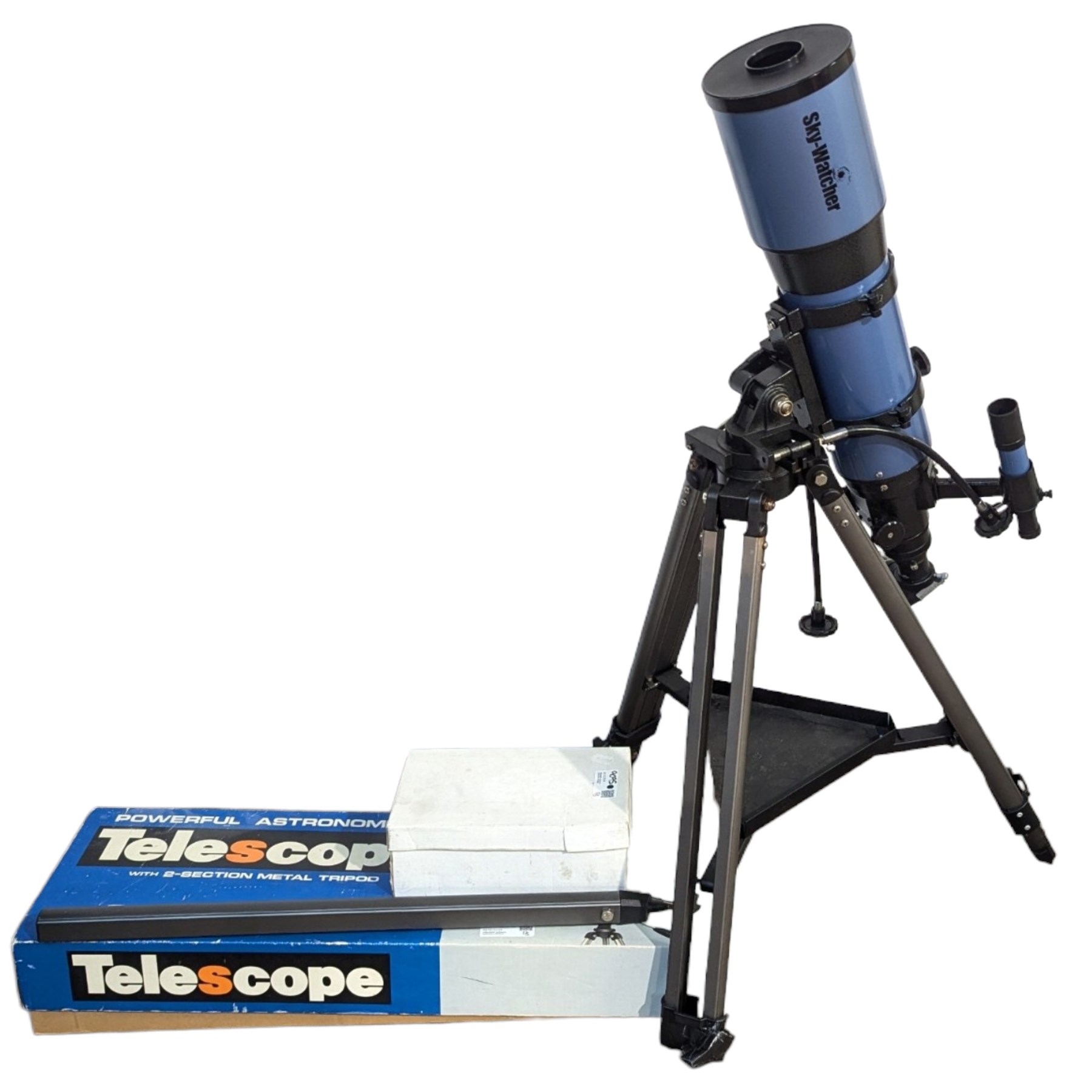 Sky-Watcher telescope, D=120mm, F=600mm, on a tripod stand and a Comet telescope