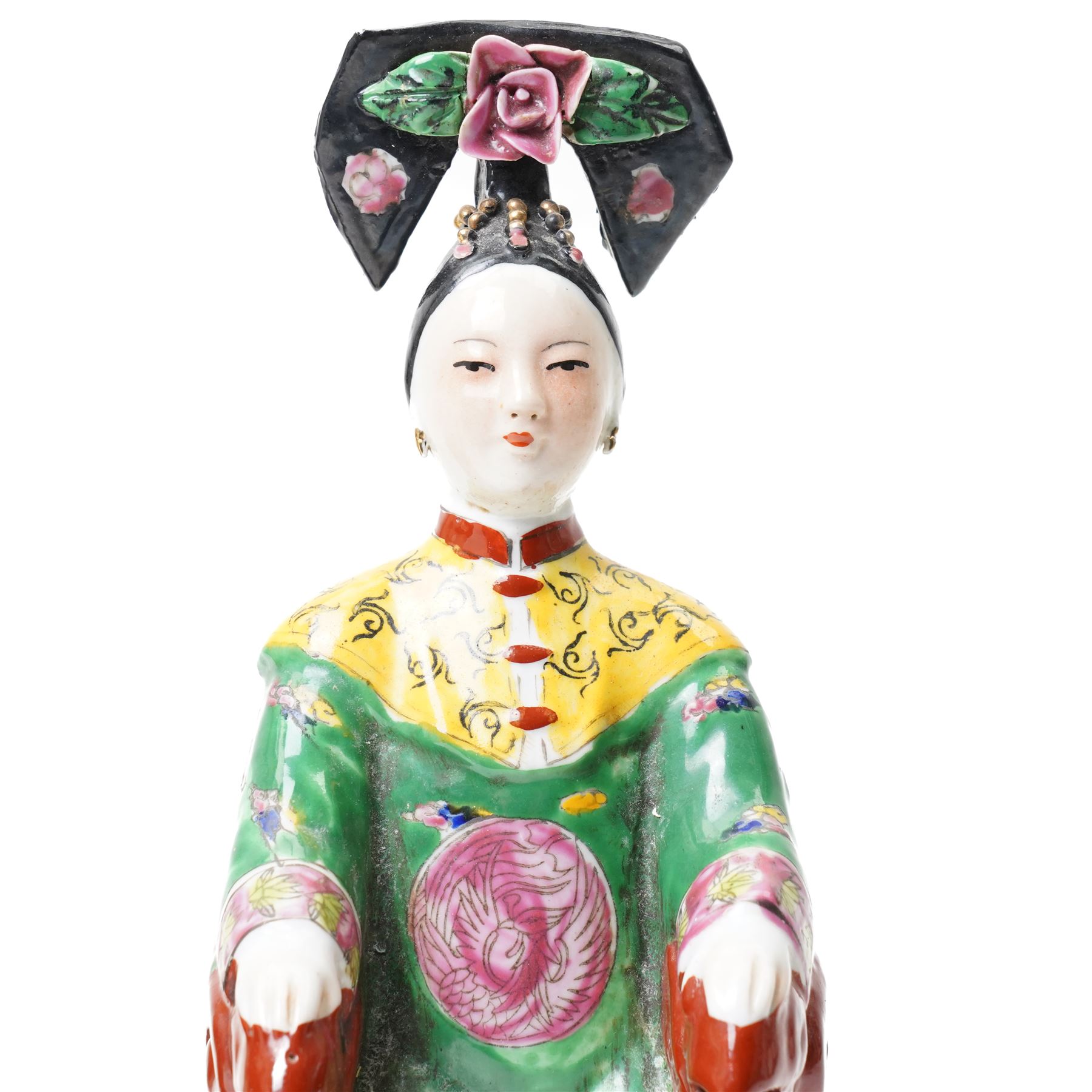 Pair of 20th century Chinese porcelain figures of the Emperor & Empress, impressed four character mark to base, H27cm (2)