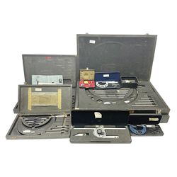 Collection of Moore & Wright and similar micrometers and gauges, in nine boxes 