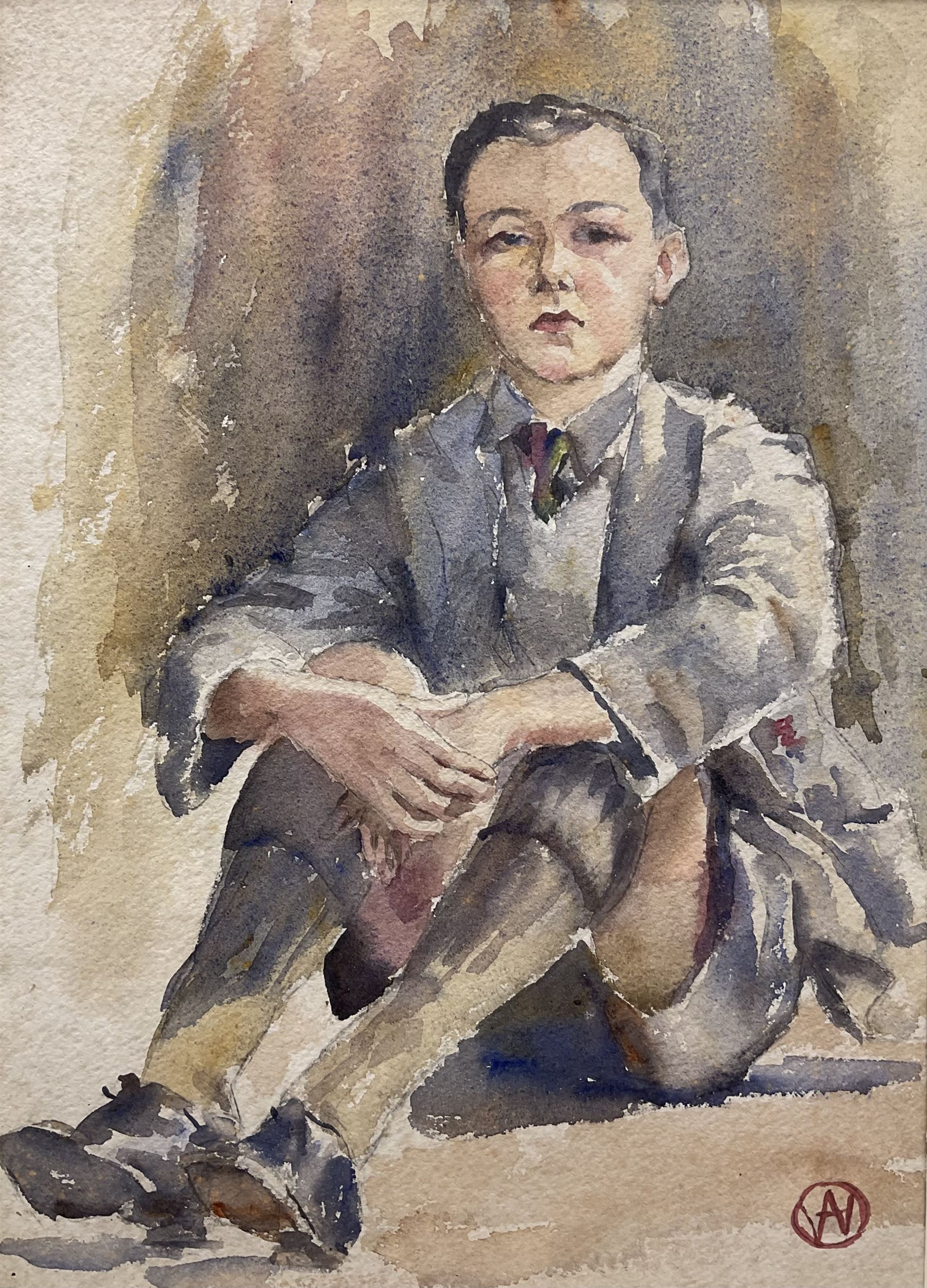 Albert Wainwright (Yorkshire 1898-1943): Portrait of a School Boy, watercolour signed with monogram 34cm x 25cm
Notes: Wainwright was a contemporary of Henry Moore's (1898-1986) they studied at the same school together