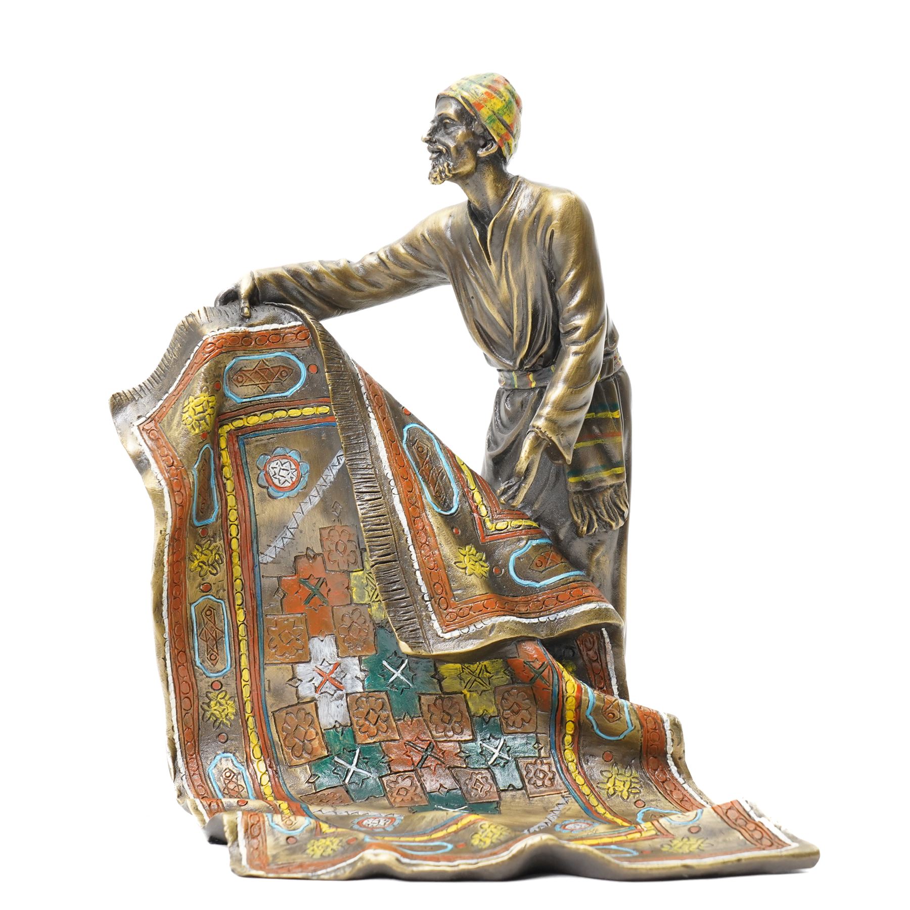 After Franz Bergmann - bronze figure of a carpet seller H20cm