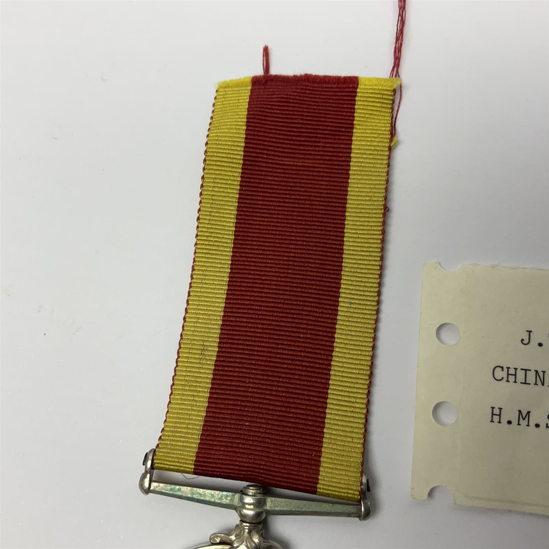 Victoria China War Medal 1900 awarded to J.T. Tosh A.B. H.M.S. Bonaventure; with ribbon