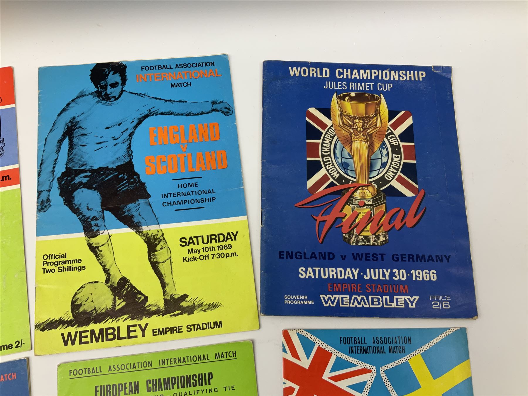 Football - 1966 World Cup Final programme; and five other 1960s programmes for England Internationals against Scotland (1967), Wales (1969), N. Ireland (1967), Spain (1967) and Sweden (1968) 