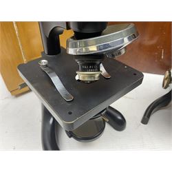 Three microscopes, comprising Swift and Son, Beck model 22 no 5512 amd E. Leitz Wetzlar no 113555, all boxed