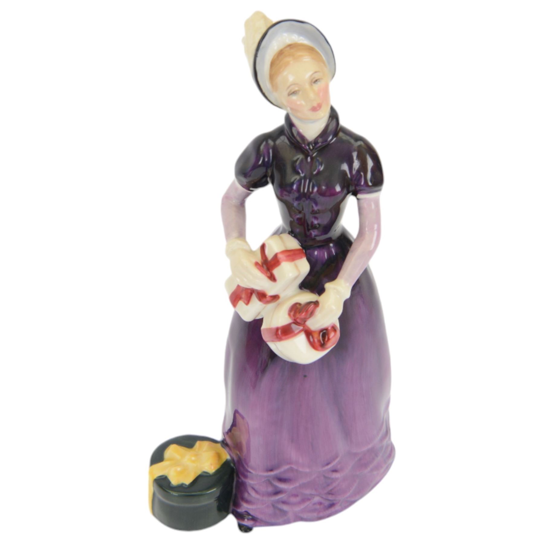 Five Royal Doulton figures, comprising Balloon Girl HN2818, The Rag Doll Seller HN2944, Silk and Ribbon HN2017, Good Day Sir HN2896 and Jemma HN 3168