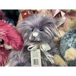 Six Charlie Bears, comprising limited edition Charlie Birthday Bear 2018 CB181946A, designed by Isabelle Lee, limited to 2000, Sharon CB181822B, Muffin CB191943B, and Raspberry Trifle CB631404, each designed by Isabelle Lee, Roman CB191807O, designed by Heather Lyell, and Angelica CB206018O, all with tags