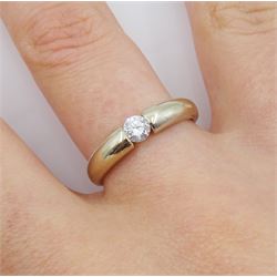 14ct white gold tension set single stone round brilliant cut diamond ring, diamond weight approx 0.20 carat