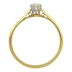 Gold single stone round brilliant cut diamond ring, stamped 18ct, diamond approx 0.30 carat