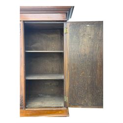 Victorian walnut dresser, projecting cornice over mirrored front, fitted with two short over two long drawers, on turned feet