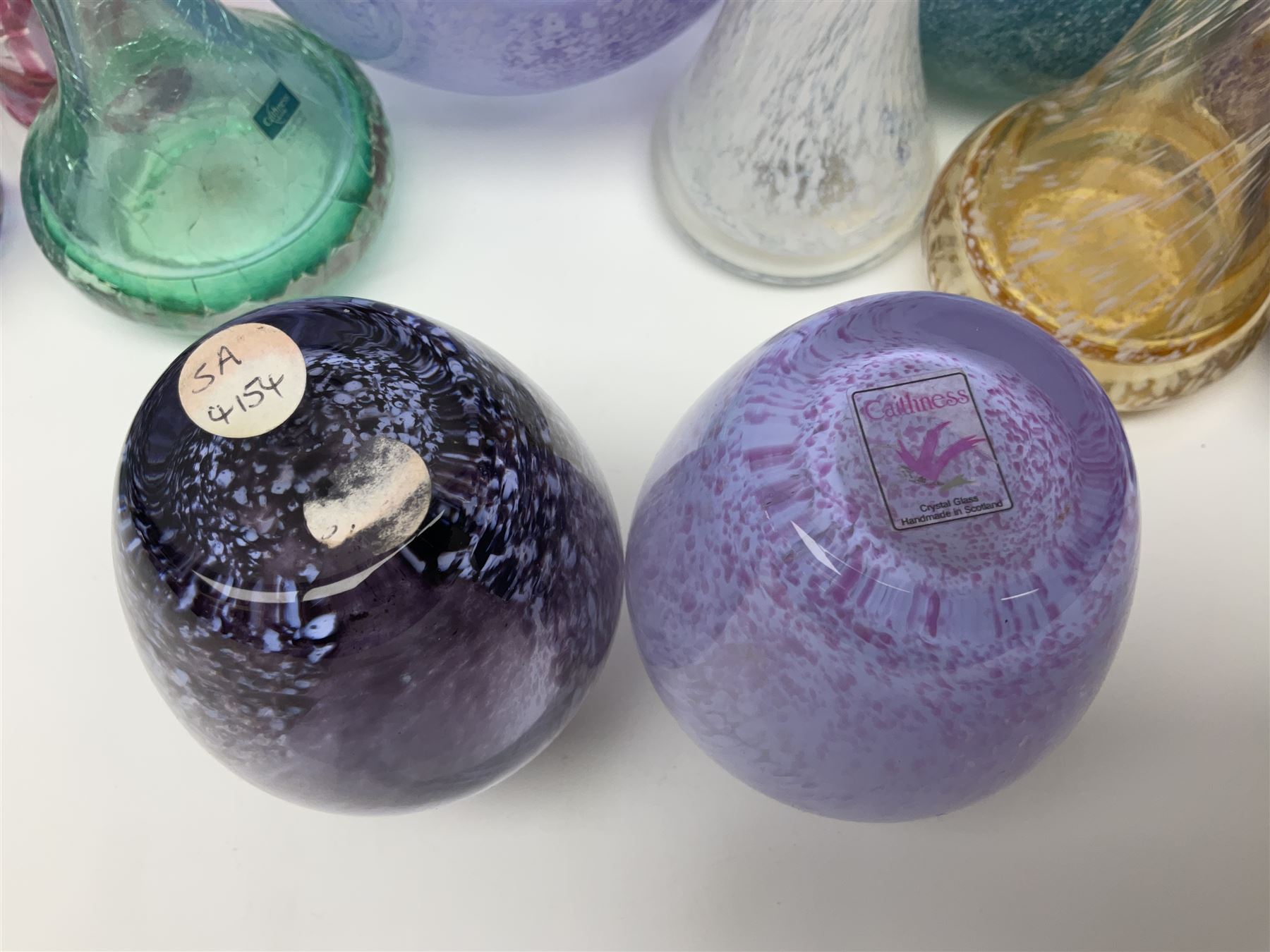 Collection of Caithness glass vases and dishes, to include mottled and swirl designs,  largest 20cm (23)