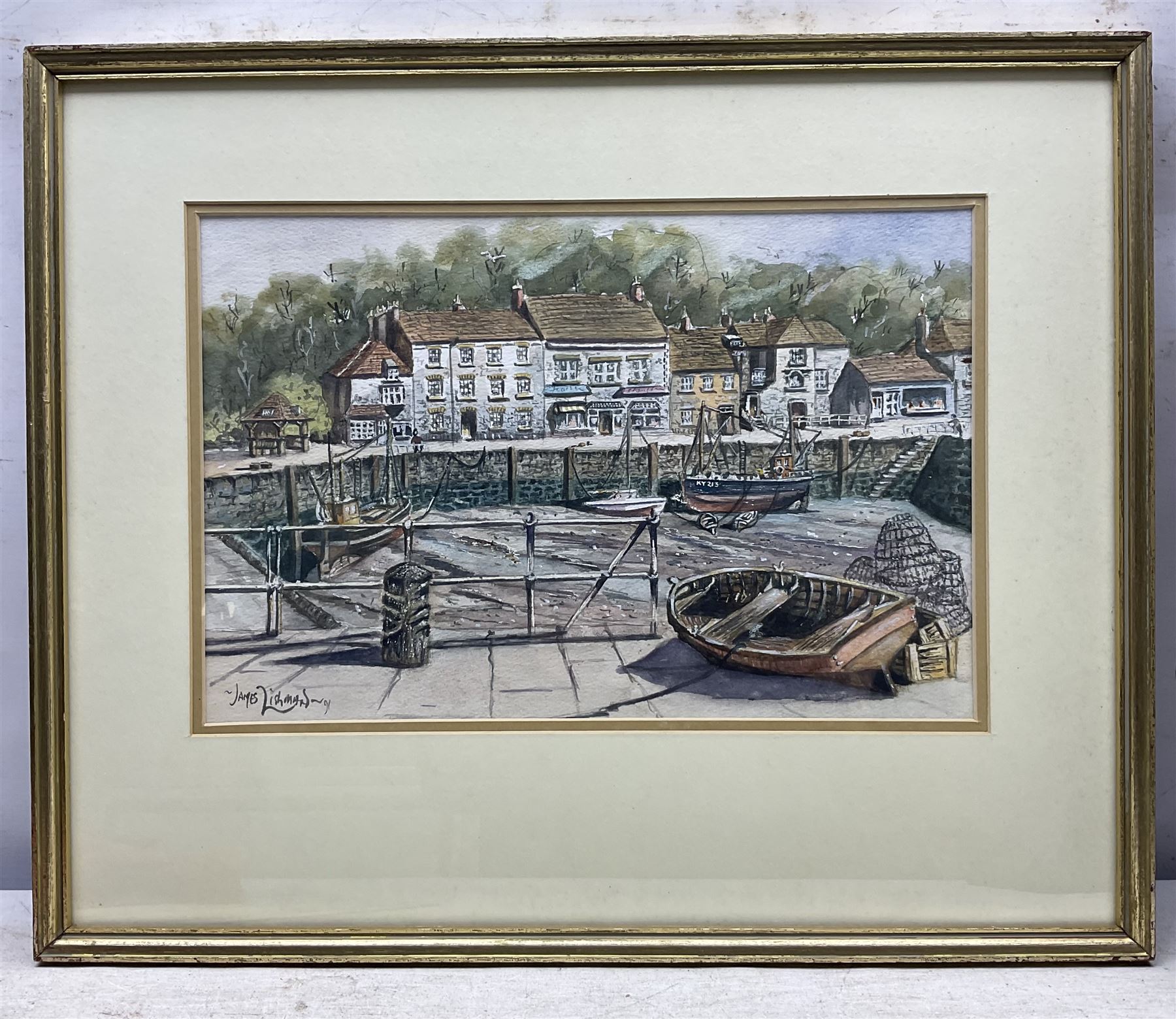 James Lishman (British 1931-2024): 'Harbour View - Fifeshire', watercolour signed and dated '91, titled verso 24cm x 36cm; C Herbert Jones (British 20th Century): 'Harbour Inn - Southwold', watercolour signed, titled verso 23cm x 33cm (2)