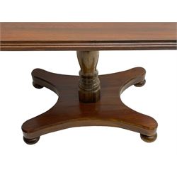 19th century rosewood centre table, the moulded top with cusped corners, turned pedestal support on shaped platform and turned feet