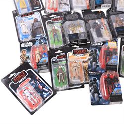 Thirty Star Wars figures, comprising seventeen Hasbro Kenner Solo, The Force Awakens, Rogue One and The Last Jedi examples, four Hasbro Force Link figures Luke Skywalker, Darth Vader, Poe Dameron and C-3P0, Hasbro Kenner Droids Artoo-Detoo R2-D2 figure and eight The Black Series figures #21 Luke Skywalker, #16 C-3P0, #24 Snowtrooper Commander, #06 Darth Vader, #17 Princess Leia, #11 Chewbacca, #09 R2-D2 and #01 Padme Amidala, all carded
