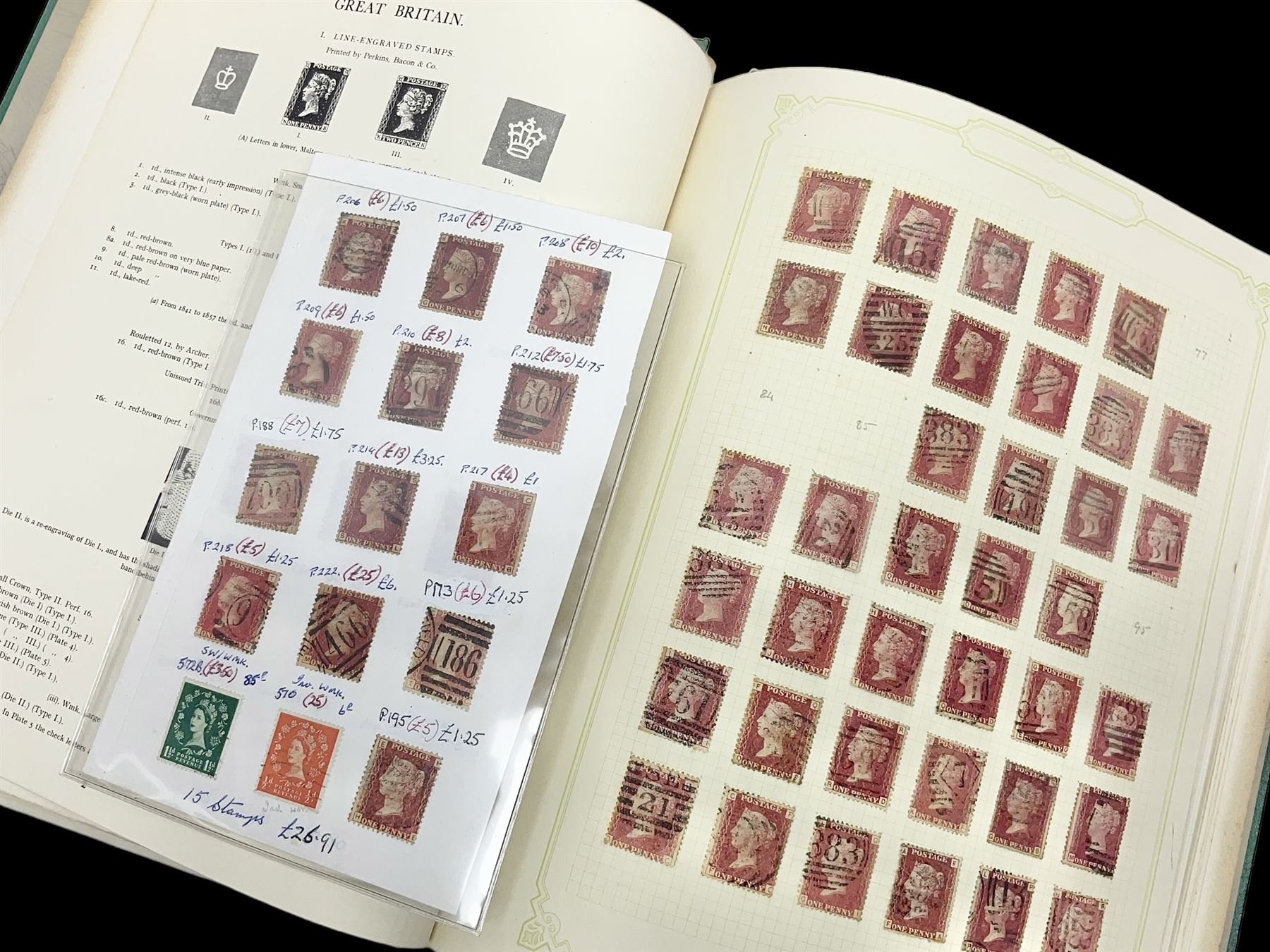Great British Queen Victoria and later stamps, including perf penny reds, half penny 'bantam', King George V half crown seahorse, Queen Elizabeth II pre-decimal issues etc, housed in a green 'Windsor Album'
