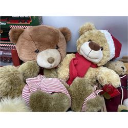 Large quantity of teddy bears together with boxed Corgi Mobilgas Mack LJ 6 tanker and two Corgi Eddie Stobart die cast lorries