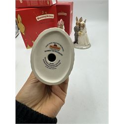 Five Royal Doulton Bunnykins comprising Sundial, Wedding Day, Gladiator, Romeo and Juliet 