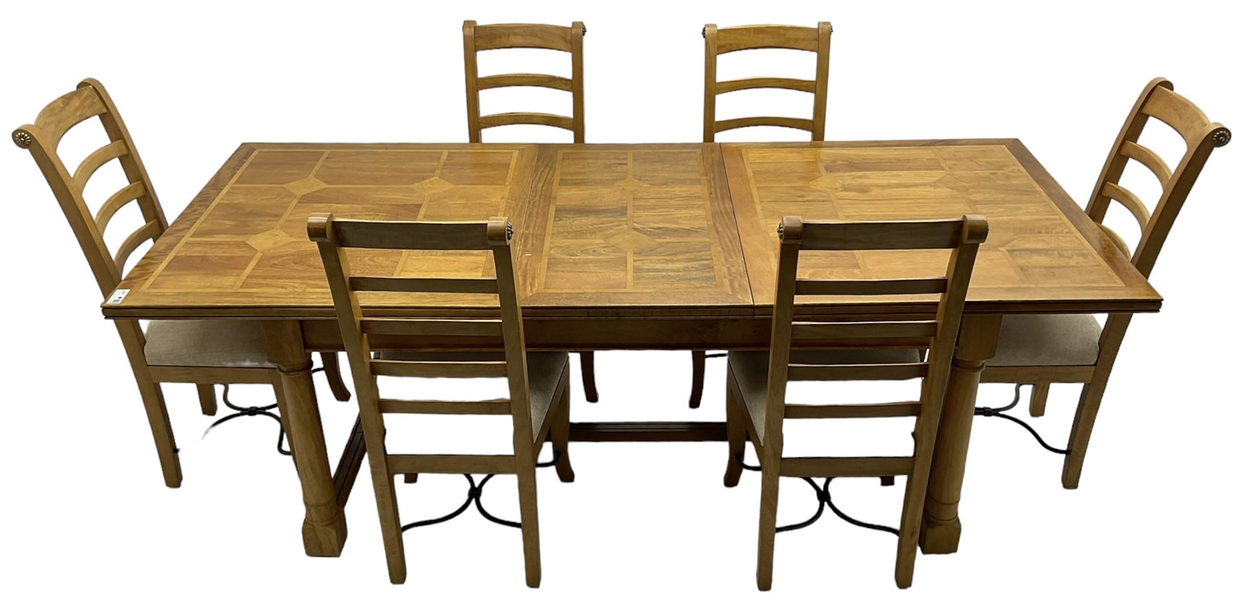 Barker & Stonehouse - rectangular flagstone dining table and a set of six ladder back dining chairs 