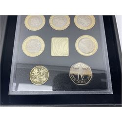 The Royal Mint United Kingdom 2016 proof coin set collector edition, cased with certificate