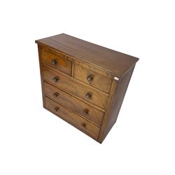 Victorian mahogany straight-front chest, fitted with two short and three long drawers