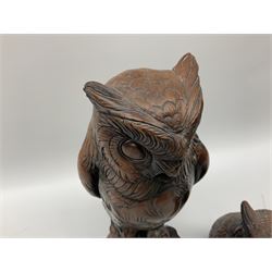 Three Priory Castings composite figures of owls, largest example H40cm