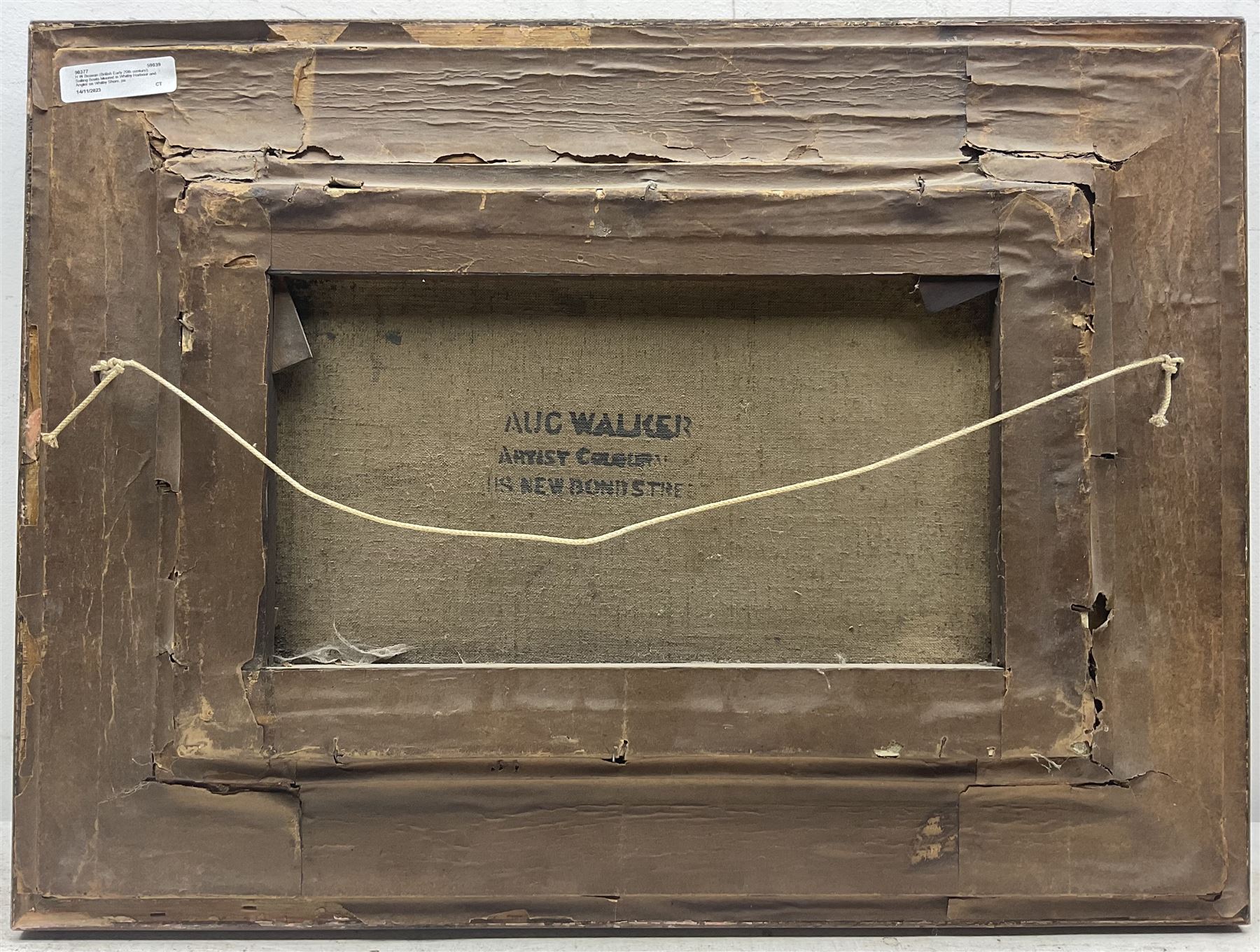 H W Beavan (British Early 20th century): Sailing Boats Moored in Whitby Harbour and Angler on Whitby Shore, pair oils on canvas signed one dated '08, 24cm x 39cm (2)