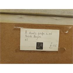 Mark Haynes (British 20th century): 'A Dancing Giraffe in Red', oil on board signed 35cm x 33cm 