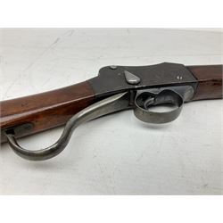Westley Richards .310 Cadet Martini action rifle, the 63.5cm smooth bored barrel with one barrel band, walnut stock stamped 93/352 with hinged compartment to butt, serial no.3365, L103cm